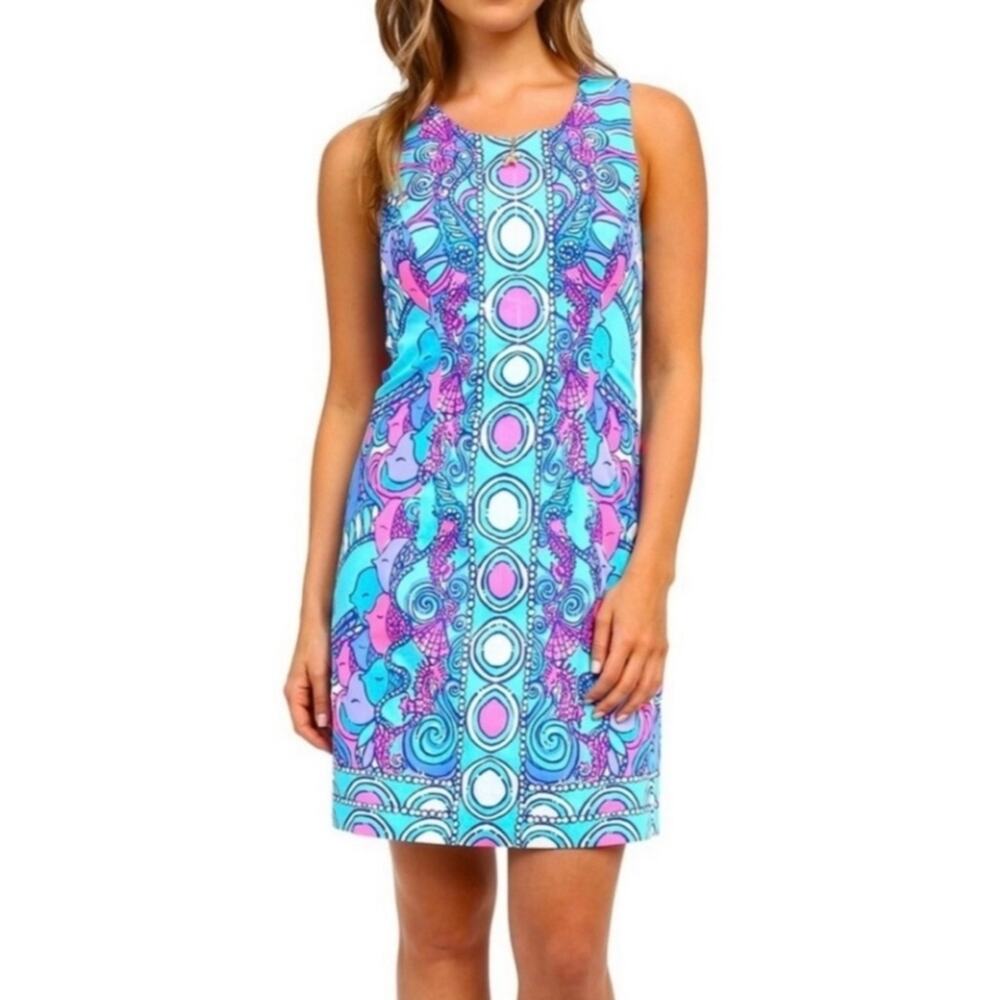 Lilly Pulitzer Blue Abigail Shift Dress Multi Sea Jewels 4
